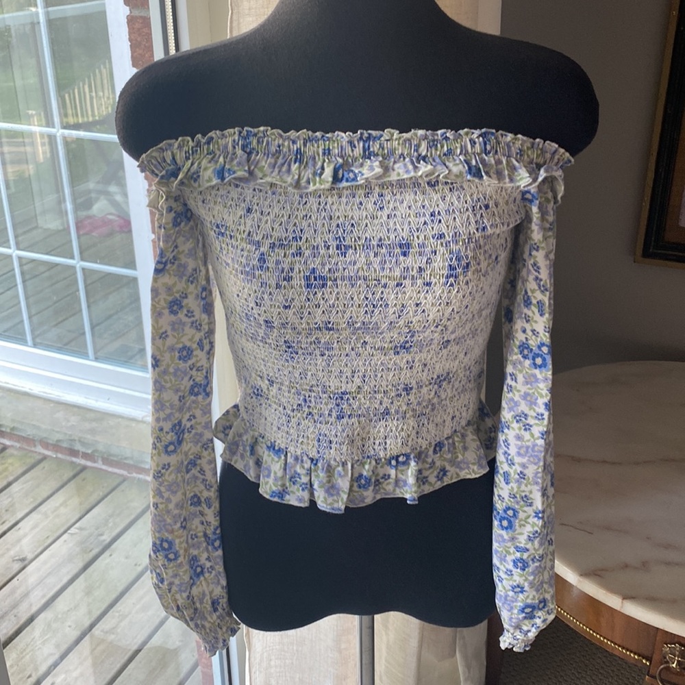 INTERMIX FLORAL BLOUSE SMOCK DETAIL - Picture 2 of 12